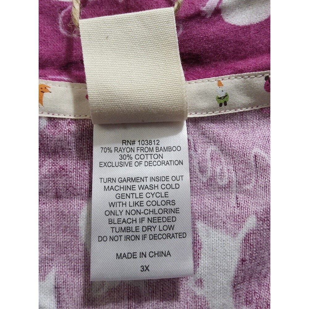 Munki Munki Purple Knitting Cat Flannel Sleep Shirt Mid Thigh 3X Plus Cotton - Picture 10 of 10